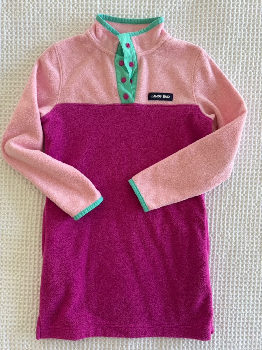 Lands' End Pink & Magenta Fleece Pullover Dress, girls size small
